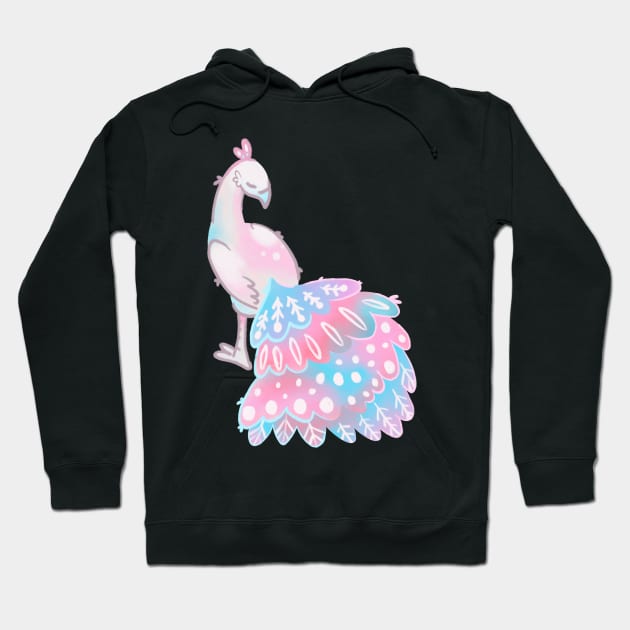 Cute Pink and Blue Trans Pride Peacock Hoodie by narwhalwall